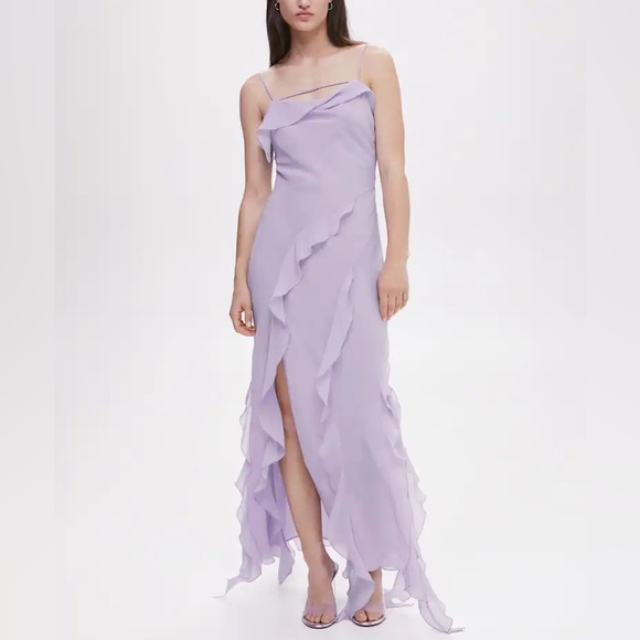 COPY - Mango purple ruffle dress size Small w/ tags. - Picture 1 of 3